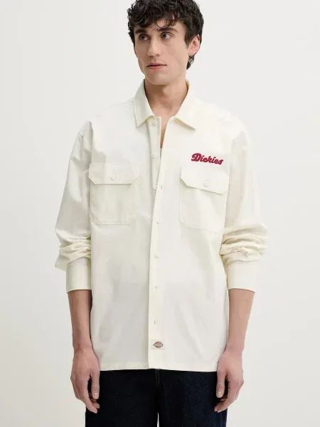 Риза Dickies мъжка със свободна кройка с класическа яка бежово
