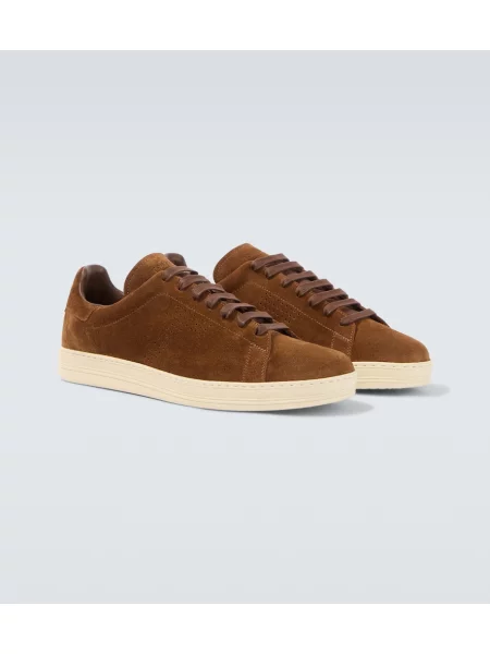 Sneakerși Tom Ford din piele de căprioară bej