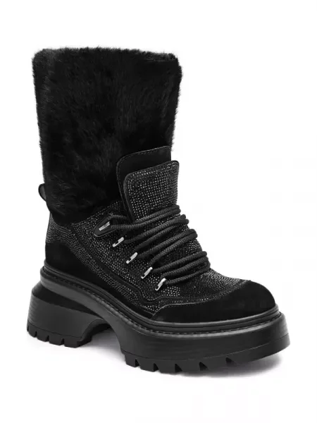 Michael Kors Căptușite botine cu platformă Shiloh cu adaos de piele negru