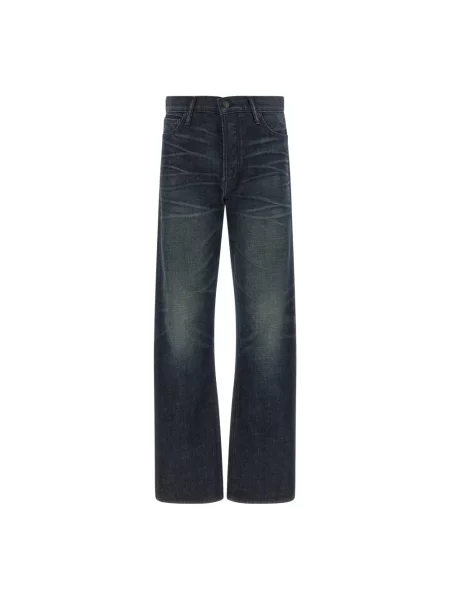 Jeansy boyfriendy Tom Ford z przetarciami niebieskie