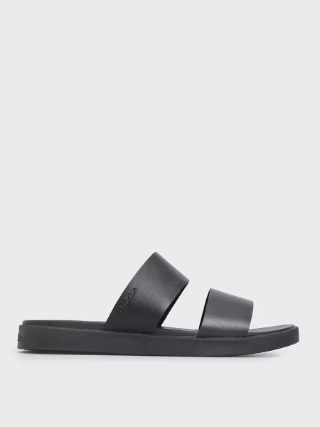 Кожаные шлепанцы Calvin Klein с ремешками черные