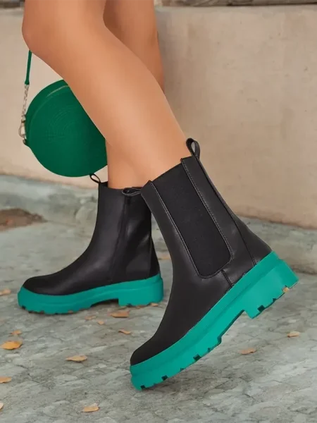 Botine Resti din piele negru