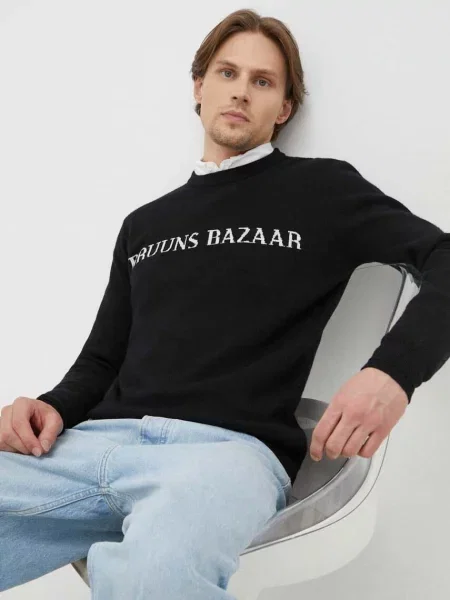 Svetr Bruuns Bazaar Simon Nouveau pánský lehký černá
