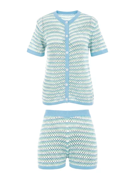 Imily Bela Costum cu pantaloni albastru deschis / verde deschis alb