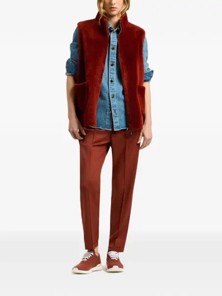 Reversibil vestă Kiton din piele de oaie roșu