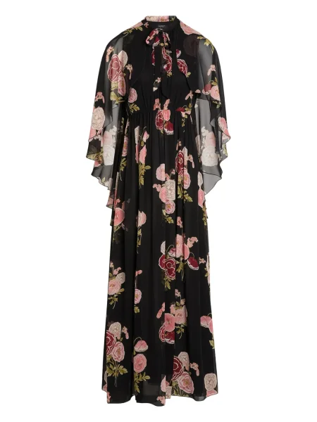Rochie maxi Giambattista Valli cu model floral de costum negru