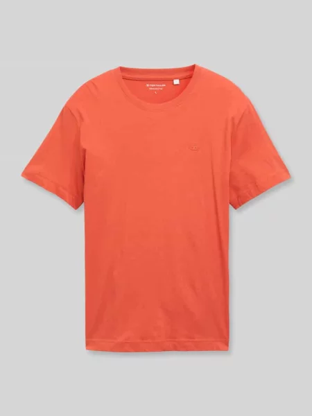 T-shirt o kroju regular fit z czystej bawełny Tom Tailor pomarańczowa