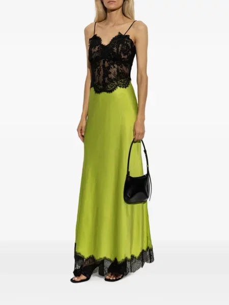 Rochie midi Self-portrait din satin verde