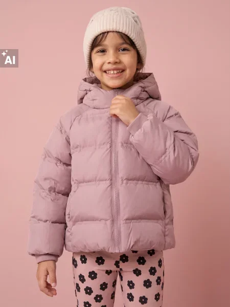 Sinsay Prošívaná puffer bunda s kapucí Jiné