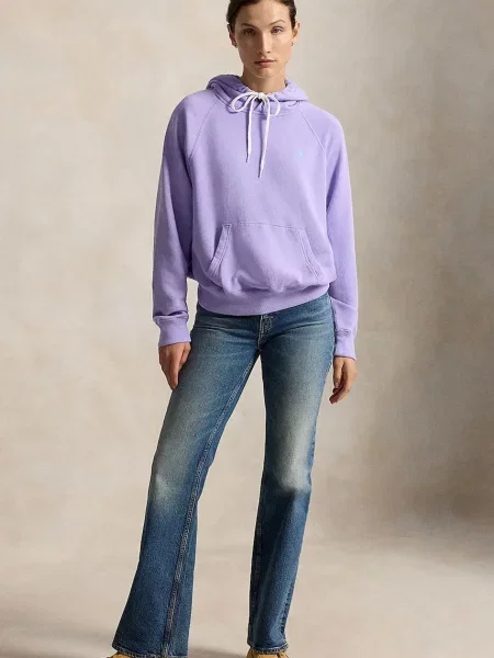 Суичър с качулка Polo Ralph Lauren с качулка виолетово