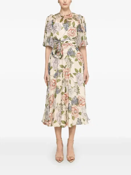 Rochie Nissa de mătase cu model floral cu imagine