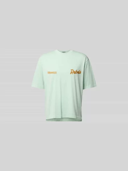 T-shirt o kroju loose fit z wyhaftowanym logo Dsquared2 miętowa