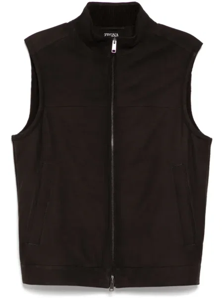 Vestă Zegna din piele de căprioară maro