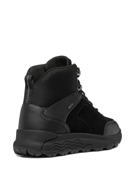 Sneakerși Geox cu șireturi din piele de căprioară negru