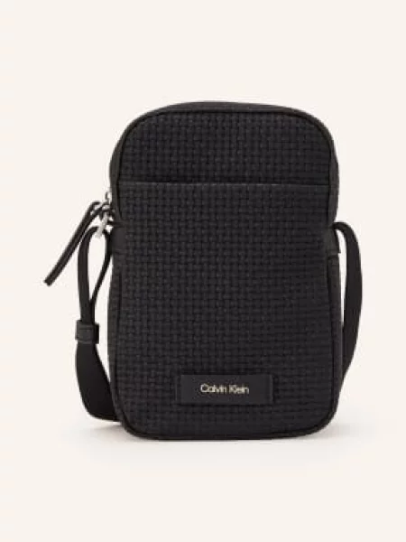 Calvin Klein Saszetka Embossed Woven Slim Reporter czarny
