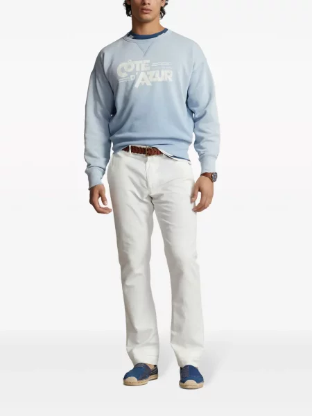 Ilgas raštuota polo marškinėliai Polo Ralph Lauren grįžtamasis mėlyna