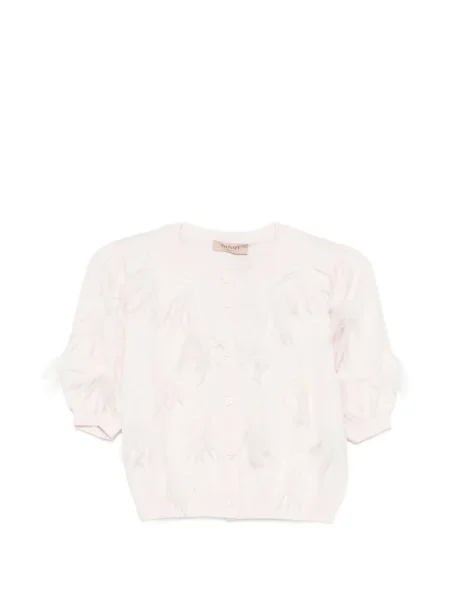 Cardigan Twinset cu pene roz