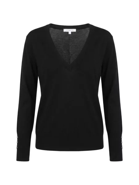 Pulover Patrizia Pepe de lână cu decolteu în V negru