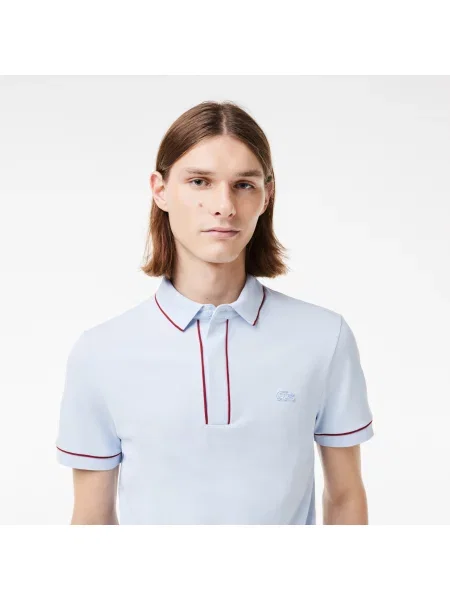 Lacoste Koszulka Polo Smart Paris Stretch Cotton Z Kontrastowym Wykończeniem niebieska