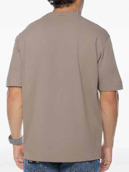 Tričko Emporio Armani s autogramem hnědé