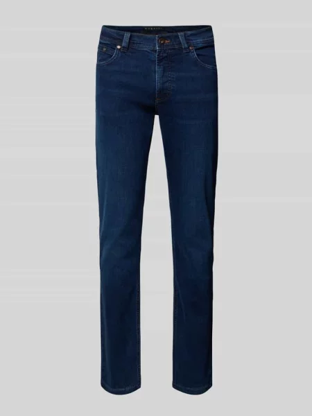 Jeansy o kroju regular fit z wpuszczanymi Bugatti granatowe