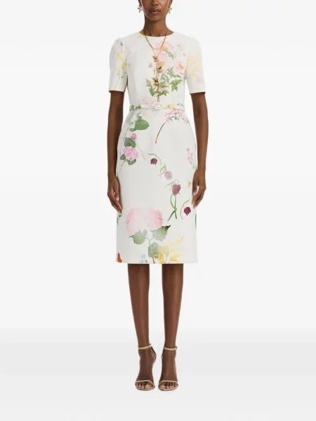 Rochie din denim Oscar De La Renta cu imagine alb