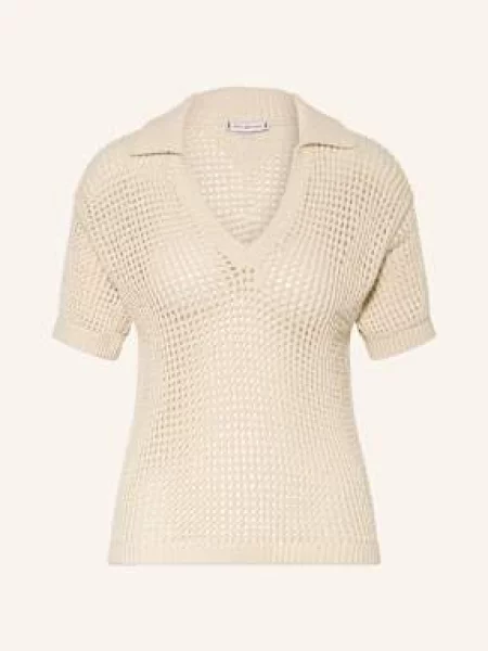 Tommy Hilfiger Koszulka Szydełkowa beige beżowa