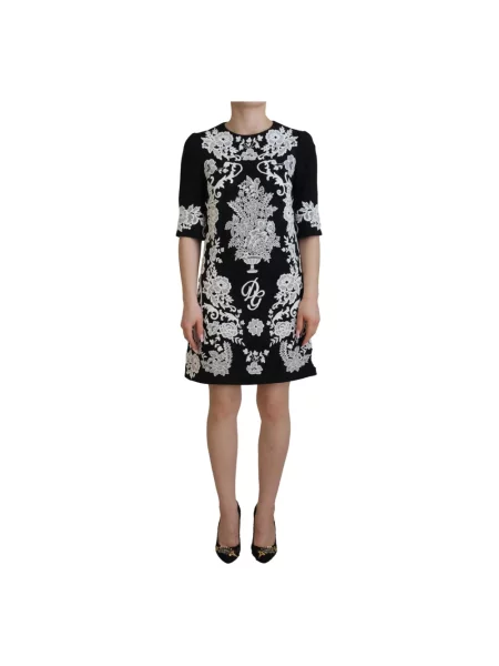 Sukienka mini Dolce And Gabbana w kwiatki koronkowa w kształcie litery A czarna
