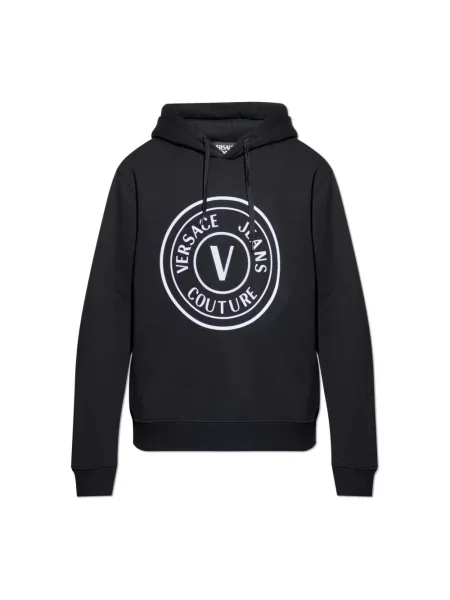 Bluza z kapturem Versace Jeans Couture z logo czarna