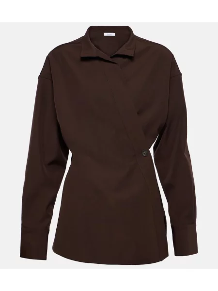 Top Ferragamo wełniany kopertowy brązowy