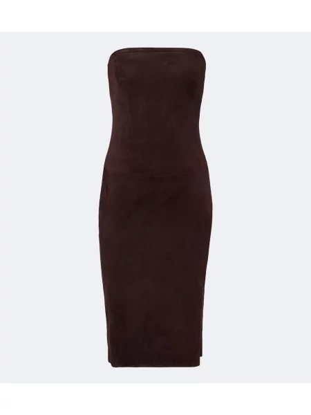 Rochie Stouls din piele de căprioară maro