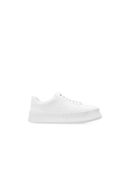 Sneakersy Jil Sander skórzane z okrągłym noskiem białe