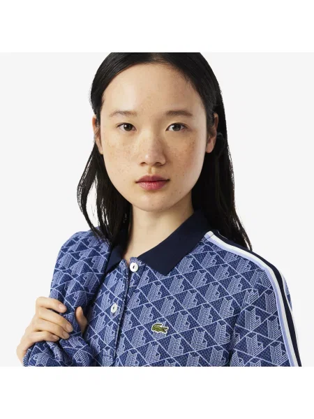 Lacoste Koszulka Polo O Dopasowanym Kroju Z Żakardowym Monogramem niebieska