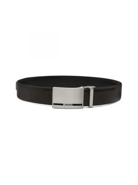 BOSS BLACK De piele cu două fețe negru