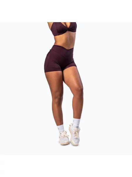 Pantaloni scurți de antrenament pentru femei NEBBIA Strong Beauty dark red roșu