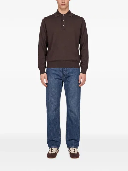 Lung tricou polo Another Aspect maro