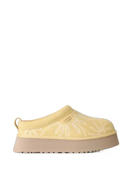 Papuci tip mules Ugg cu broderie cu platformă galben