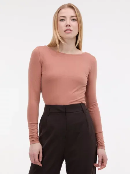 Longsleeve Orsay z długim rękawem brązowy