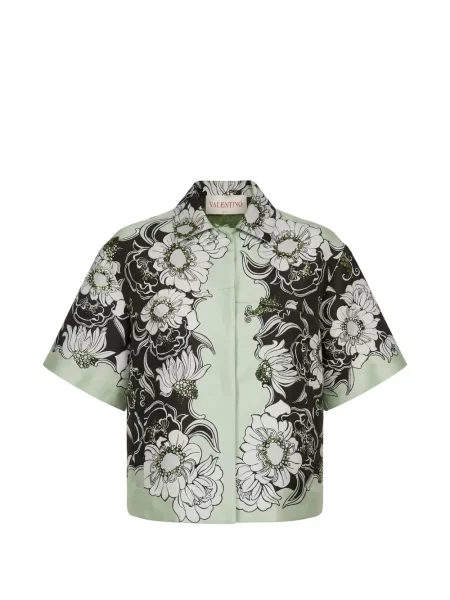 Geacă Valentino Garavani cu paiete cu model floral verde