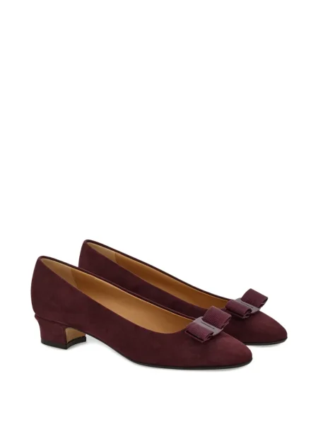 Pantofi cu toc Ferragamo cu funde violet