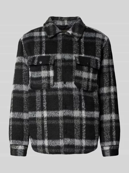 Kurtka koszulowa o kroju regular fit ze wzorem na całej powierzchni model ‘GIO’ Only & Sons czarna