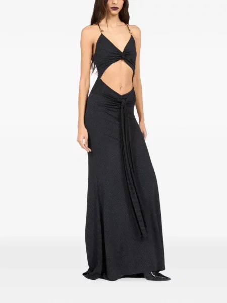 Rochie maxi Roberto Cavalli cu model piele de șarpe negru