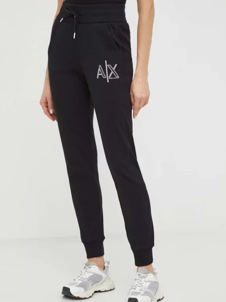 Armani Exchange pantaloni de trening cu imprimeu negru