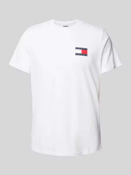 Koszulka Tommy Jeans z nadrukiem z krótkim rękawem biała