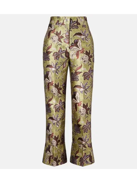 Cropp pantaloni Alemais cu model floral verde