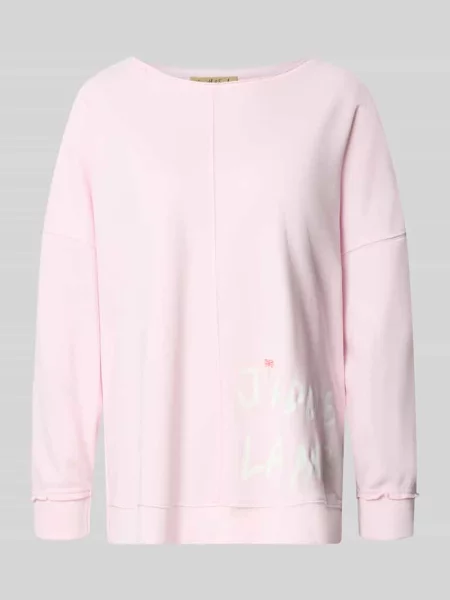 Oversized bluza z nadrukiem z napisem i zrolowanym brzegiem Smith And Soul różowa
