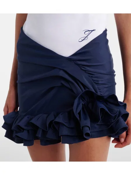 Fustă Jacquemus cu volane din jerseu albastru