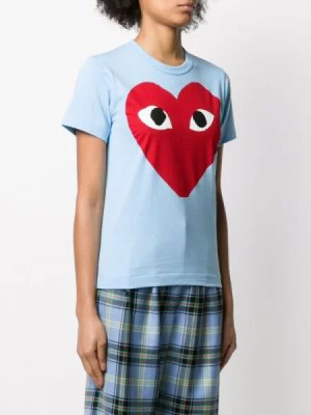 Tričko Comme Des Garçons Play s potiskem s kulatým výstřihem se srdcovým vzorem modré