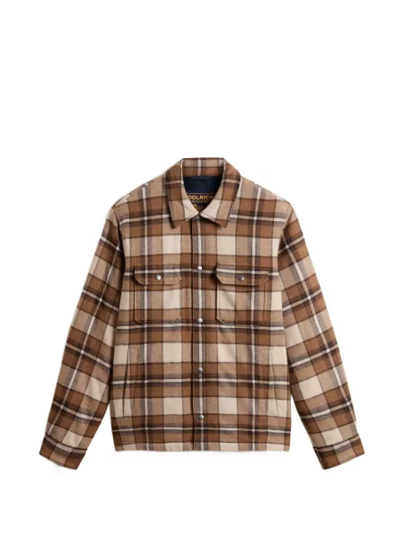 Geacă cămașă Woolrich în carouri cu imagine maro