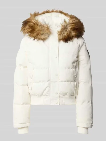 Kurtka pikowana z kapturem i sztuczne futro model EVEREST BOMBER' Superdry biały